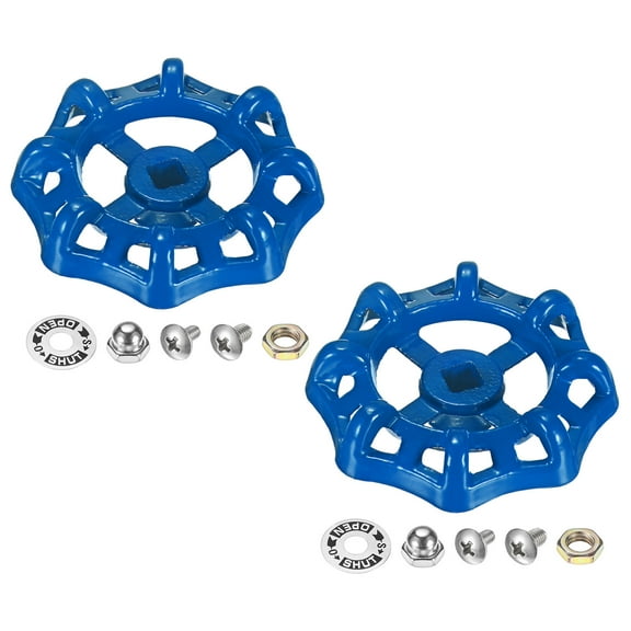 Uxcell 2-Set Outside Faucet Handle, 8x8mm Paint Cast Iron Square Stem Hole Water Spigot Handle with Screws Nuts Replacement [Blue]