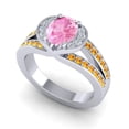 thumbnail image 2 of Diamond-Capitals 2.35 Carat Stunning Oval Cut Pink Sapphire & Citrine Gemstone Womens Ring for Wedding and Engagement 14K White Gold Size 11, 2 of 8