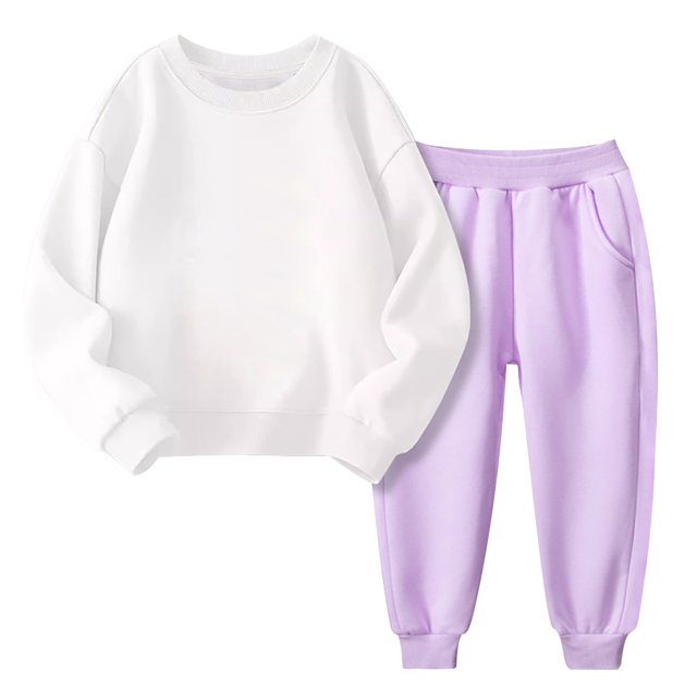 LIJCC Ensemble Deux Pièces pour Filles, Automne et Hiver, Chandail à Col Rond Rembourré et Pantalon