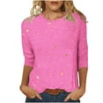 thumbnail image 1 of AherBiu Hauts à Manches 3/4 pour Femmes, Coupe Ample, Col Rond, Imprimé Graphique, T-Shirts Confortables pour l'Automne, 1 of 5