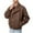 Coffee, variant on Leather Jacket Men, Men's Solid Color Fashionable Lapel Leather-Like Jacket with Zipper, Buttons, Pockets & Long-Sleeve Hoodless, Faux Leather Jacket