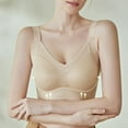 thumbnail image 4 of Bigersell Womens Wireless Bras Comfortable Full-Coverage Wire-Free Bra Ladies Back-Smoothing V-Neck Push-up Bras Hook and Eye Bra Closure Comfort Strap Padded Bra Bralette Beige 3XL, 4 of 4
