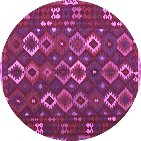 Ahgly Company Indoor Round Oriental Purple Traditional Area Rugs, 7' Round
