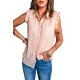 thumbnail image 4 of ABPHQTO Camiseta sin mangas de lunares con volantes y cuello vuelto para mujer, 4 of 5