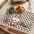 thumbnail image 3 of Brown Gnome Placemats Set of 6 Coffee Beans Vintage Plaid Abstract Place Mats Indoor Wipeable Table Mats Washable Cloth Dining Table Placemats for Kitchen Holiday Party Home Decor 13x19 Inch, 3 of 9