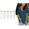 thumbnail image 6 of LVCBL Womens Summer Tops V Neck Shirts Casual Rolled Sleeve T Shirt Side Split Tunics S-2XL, 6 of 6