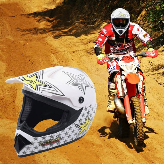 DOT Adult Youth Kids Motorcycle Dirt Bike ATV Motocross L Helmet Gloves Goggles for Riding Racing Cars,Electric Bike