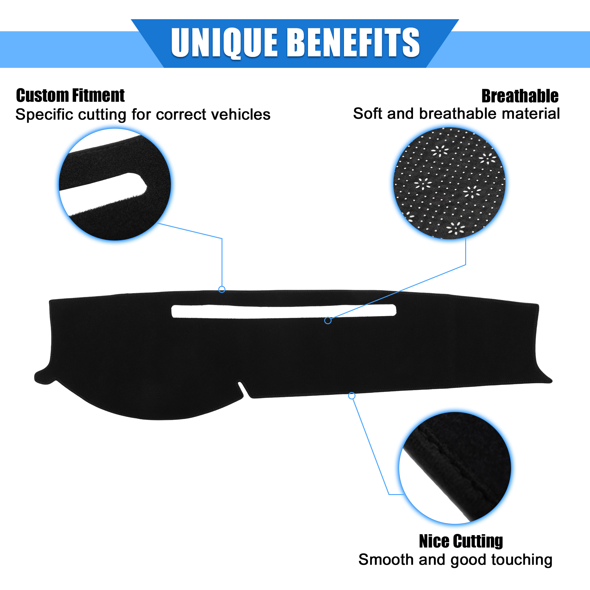 Car Dashboard Cover for Toyota Tacoma 2003-2009 Polyester Black Center Console Dash Cover Mat Pad