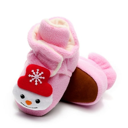 

Zedker Christmas Toddler Kids Baby Girls Boy Plush First Walk Slip-On Keep Warm ShoesBaby Shoes Christmas