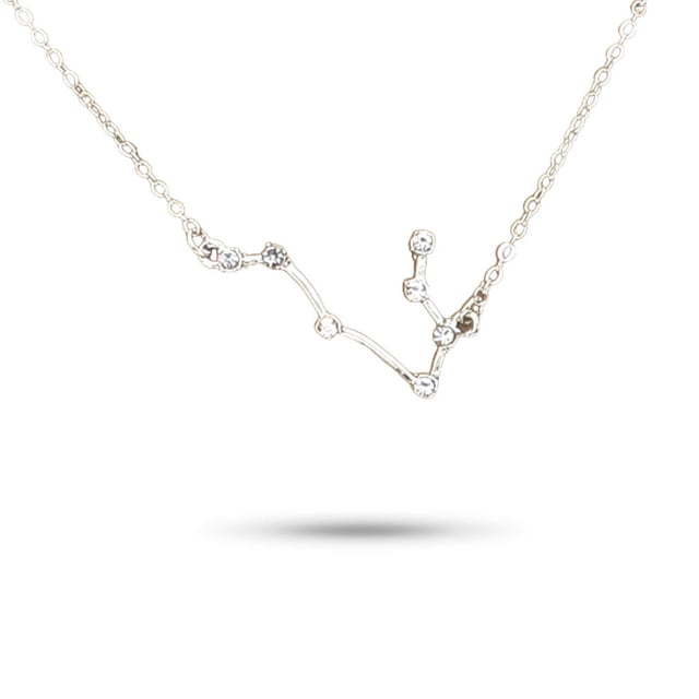 Ins Constellations Theme Friendship Necklace Rhinestone Comfortable Delicate with Display Card Pendant for Lover Festival Gifts Gemini Silver