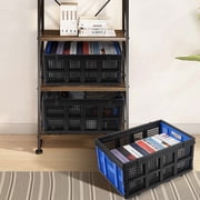 Roromall Collapsible Milk Crate, 14.5 Gallon Stackable Heavy Duty Plastic Storage Crate with Handle, 55 lbs Capacity, Folding Storage Busket Bin for Home Office Farm