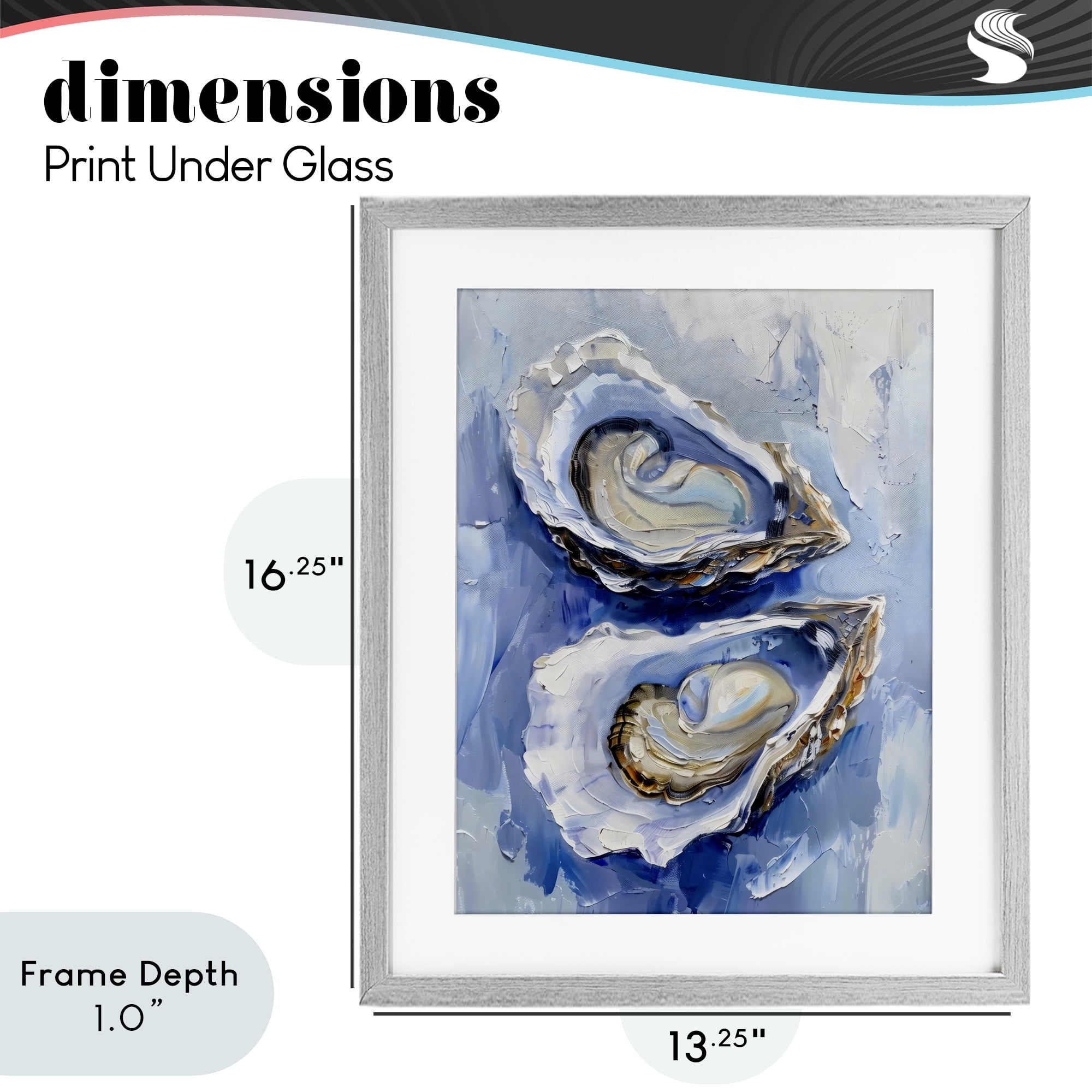 Stupell Industries Coastal Oysters in Pearlescent Light Gray Framed Print Under Glass, design by Creative Studio