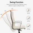 thumbnail image 4 of Cottinch Ribbed Office Chair High Back Genuine Leather Ergonomic Desk Chair with Arms, Adjustable Height Executive Conference Task Chair Swivel Chair for Home Office, White, 4 of 8