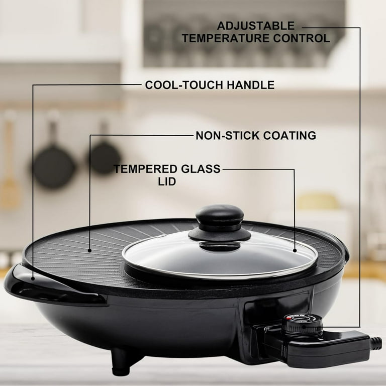 OVENTE Electric Hot Pot and Grill Combo, 2-in-1 Portable