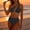 Black, variant on Ribbed One Shoulder Cutout Bikini Two Piece Swimsuit with Underwire High Waist Bottom Black M