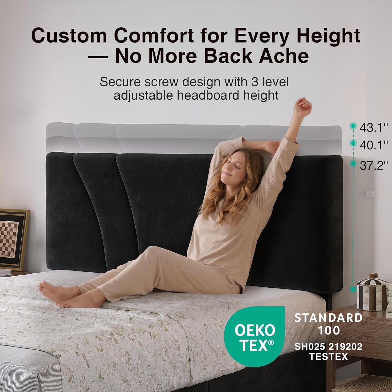 Novilla King Bed Frame and Headboard, King Size Bed Frame with Storage Drawers, King Bed Frame with LED Lights, Charging Station and Adjustable Headboard, No Box Spring Needed, Black Velvet