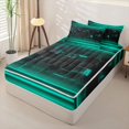 thumbnail image 2 of jejeloiu 3D Geometric Print Zipper Twin Comforter Sets with Fitted Sheet and 2 Pillowcases For Kids,Teal Black Plaid Buffalo Pattern Zipper Bedding Set For Boy,Reversible,4-Piece, 2 of 7
