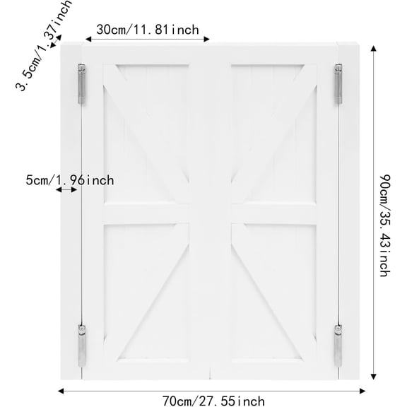 Double Swinging Door Cafe Door Interior Solid Wood Swing Door with Stainless Steel Hinges Auto Close Swinging Barn Door for Porch Doorway Entrance Partition (White, 27.5''Wx35.5''H)