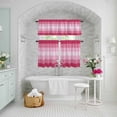 thumbnail image 6 of Kitchen Window Curtains Valance and Tier Set, Pink Gradient Stripe Texture Rod Pocket Tier Curtains and Valance 3 Piece Set, Minimalist Modern Color Art Window Treatment for Bedroom Living Room, 6 of 9