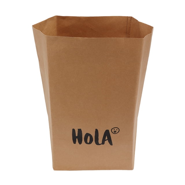 Paper Storage Bag, Kraft Bag Washable Foldable Home Decor For Office Small Size HEY Pattern,Medium Size Heart Pattern,Large Size Bondour Pattern,Extra Large Size HOLA Pattern