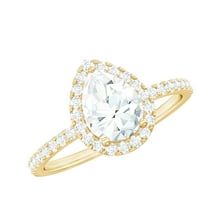 Rosec Jewels Lab Created Diamond Teardrop Engagement Ring - 6X8 MM - EF-VS Grade Certified, 18K Yellow Gold, US 5.00