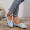 thumbnail image 6 of WAVSUF Women's Wide Width Loafers, Faux Leather Soft Sole Versatile Bow Casual Work Driving Shoes Light Blue 6.5, 6 of 9