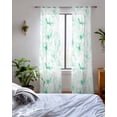 thumbnail image 3 of Green Flower Sheer Curtains 63 Inch Length 2 Panels Set for Living Room/Bedroom, Watercolor Floral Botanical Line Drawing Print Kitchen Curtains Grommet Curtains Window Treatments 42"x63"x2, 3 of 7