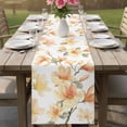 thumbnail image 4 of Orange Flowers Table Runner 72 Inches, Spring Watercolor Botanical Floral Leaf Plant Bed Runner Dresser Scarves Tabletop for Indoor Outdoor Parties/Ceremony/Banquet, 14" x 72", 4 of 9
