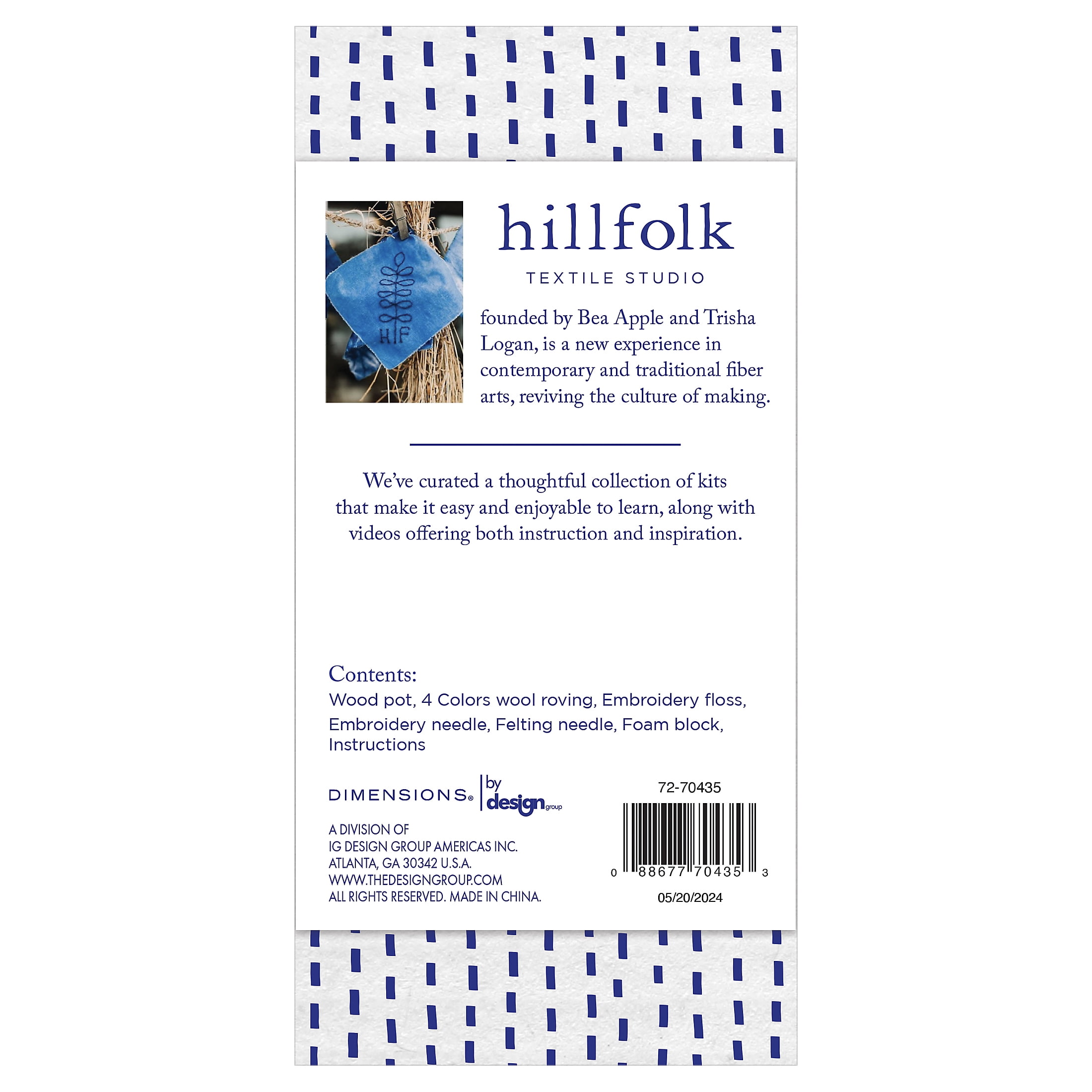 Hillfolk Needle Felted Succulent Kit with Wool Roving, Needle, Foam Block, and Pot