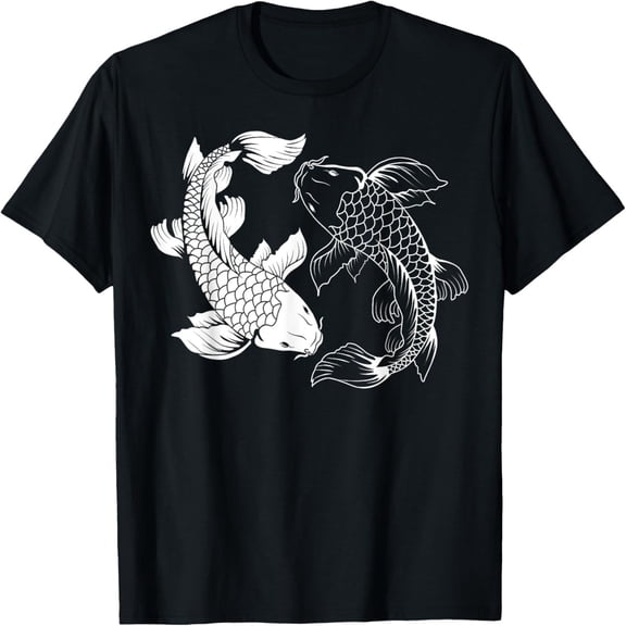 YUEHUA Women’s Fish Print T-Shirt, Short Sleeve Crew Neck Casual Tee, Art Graphic Top for Everyday & Spiritual Style