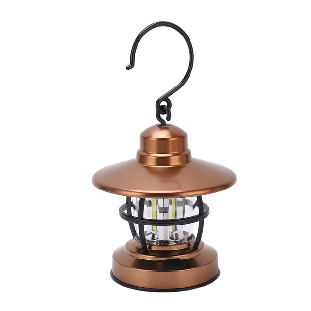 Hanging Lantern Camping Vintage Hook Design One Button Switch 3 COB Battery Powered Garden Hanging Lamp,