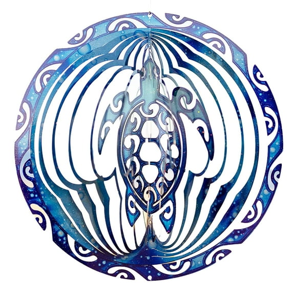 VP Home Tribal Turtle Kinetic Wind Spinners for Yard and Garden Wind Spinner Outdoor Metal Large Hanging Turtle Decor 3D Garden Art Wind Sculpture Spinners Kinetic Art Lawn Ornaments, 12x15 inches