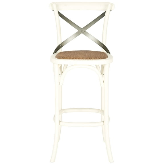 SAFAVIEH Eleanor Square Mid Back Bar Stool, Antique White