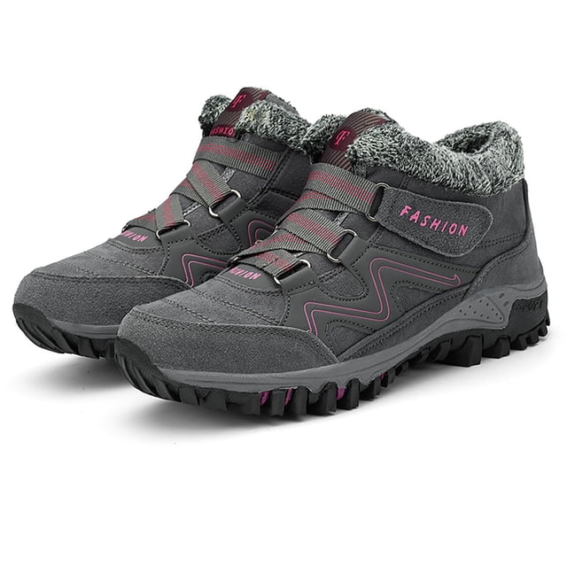 Zapatos deportivos para caminar Zapatos casuales de invierno Forro de felpa Botas de nieve de talla grande para viajes al aire libre Camping JShteea El nuevo