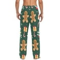 thumbnail image 4 of FORMRS Mens Pajama Pants with Pockets Sleepwear Lounge Bottoms Sizes S-2XL, Green Christmas Gingerbread, 4 of 7