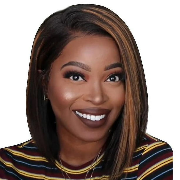 Brown short top straight hair