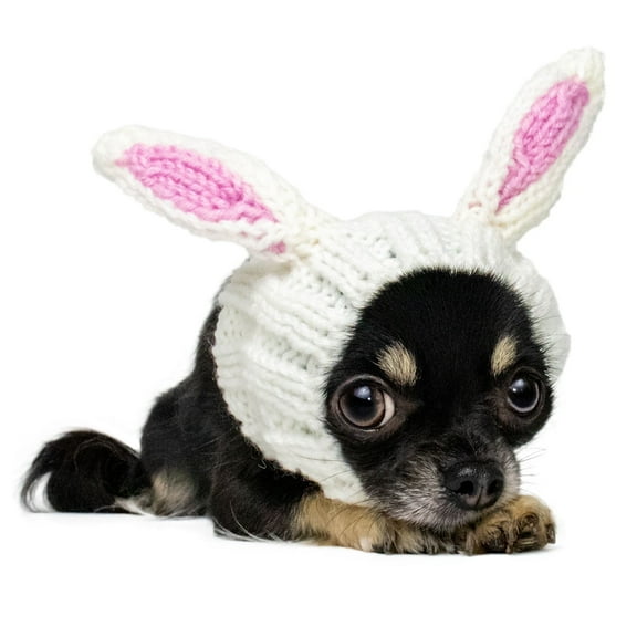 Zoo Snoods Bunny Rabbit Costume - Warm Knit Dog Snood Ear Wrap for Pets, Warm Neck Ear Cover Protection, Easter (Small)
