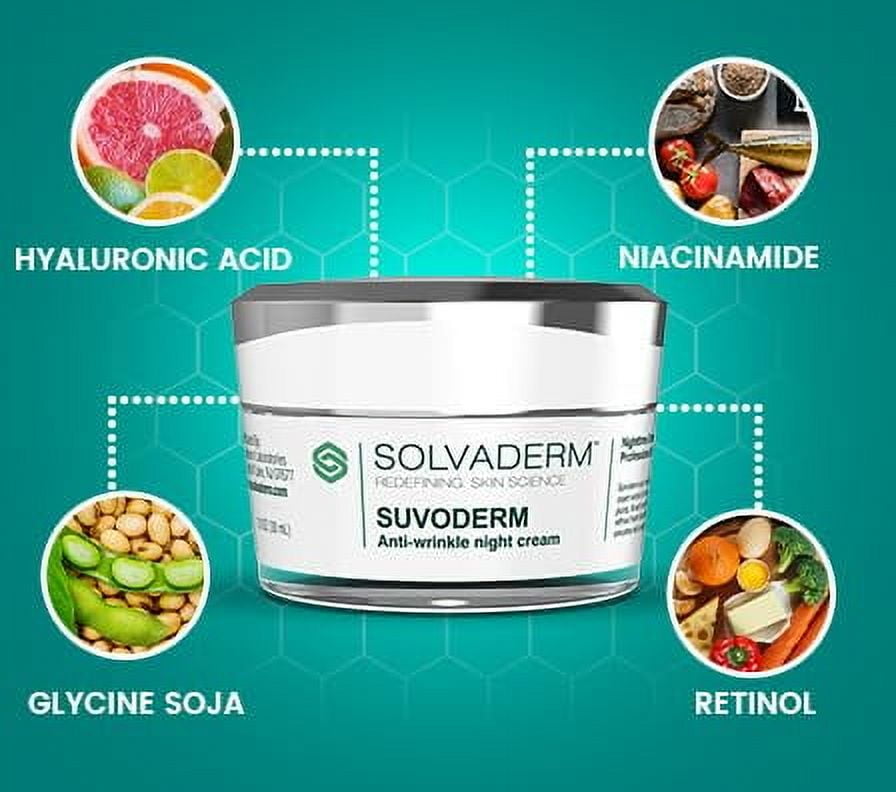 Solvaderm Suvoderm Nighttime Repair Cream – Anti-Aging Night Cream with Retinol, Hyaluronic Acid & Vitamin E – Reduces Wrinkles, Boosts Collagen, Hydrates & Renews Skin While You Sleep