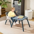 thumbnail image 4 of Babyjoy 4 in 1 Baby High Chair Convertible Toddler Table Chair Set with PU Cushion Blue White, 4 of 10