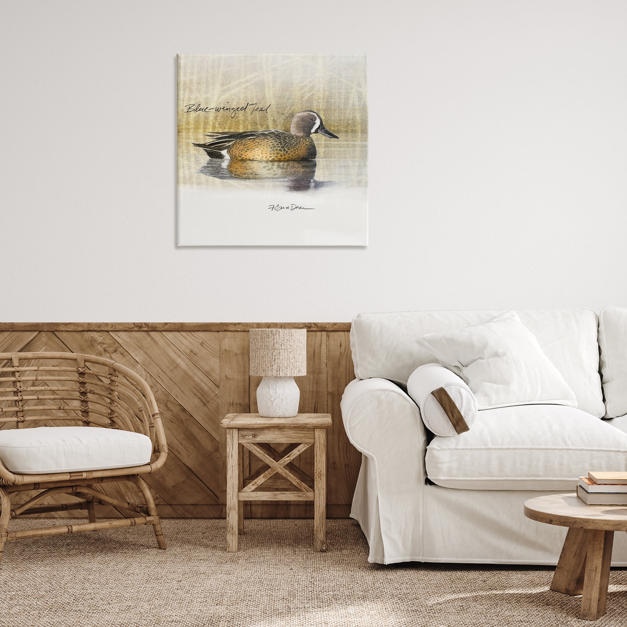 Stupell Industries Blue Winged Teal Duck Animals Painting Wrapped Canvas Art Print Wall Art, 30 x 30