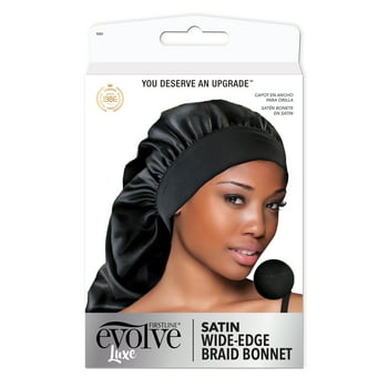 Evolve Large Satin Braid Bonnet, Black, 1 Count