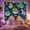 thumbnail image 2 of Cute Sleeping Baby Dinosaurs in Night Sky with Moon and Stars, Whimsical Cartoon Illustration for Kids, Dreamy Nursery Wall Decor, Christmas Gift Tapestry Wall Hanging for Bedroom and Nursery, 2 of 7