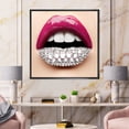 thumbnail image 2 of Designart 'Girl Lips With Pink Lipstick White Diamonds' Modern Framed Canvas Wall Art Print, 2 of 5