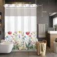 thumbnail image 5 of Rustic Flower No Hooks Shower Curtain with Snap-in Liner Blossom Plant Wildflower Nature Botanical Shower Curtains for Bathroom, Waterproof, Easy Install, Washable 60"x72", 5 of 9