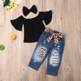 thumbnail image 6 of Franhais Summer Baby Girls 3Pcs Outfits, Off Shoulder Ruffle Top+Blue Denim Leggings+Bow Headband, 6 of 7