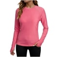 thumbnail image 2 of Babysbule Women's Long Sleeve Sun Protection Athletic Top, Round Neck Thumbhole Workout Shirt, Polyester Casual Tee for Yoga Running Daily Wear, 2 of 7