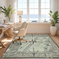 thumbnail image 3 of Design&I 6'x9' Ultra Soft Area Rug, Ocean Compass Medallion With Distressed Nautical Star Accents Vintage Flowing None Fluffy Washable Non Shedding for Guest Room Bedroom Living Room, 3 of 7