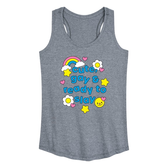 Instant Message - Cute Gay Ready Slay Women's Graphic Racerback Tank