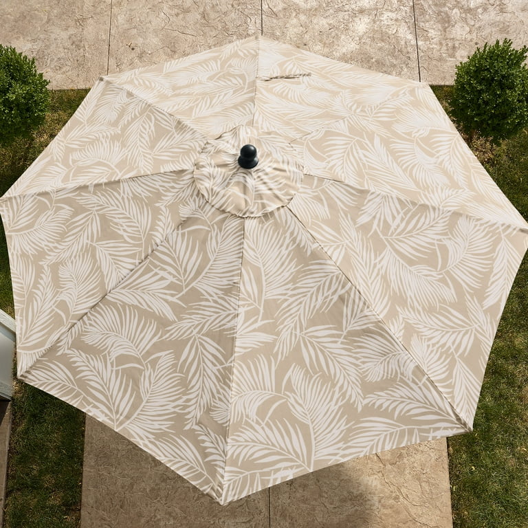 better homes & gardens 9' outdoor market patio umbrella Better Homes & Gardens Premium 9' Tan Palm Print Market Patio Umbrella, Crank Lift, 3-Angle Tilt