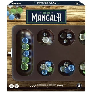 RNK Gaming Mancala Board Game with Folding Wooden Board and Colorful Glass Beads